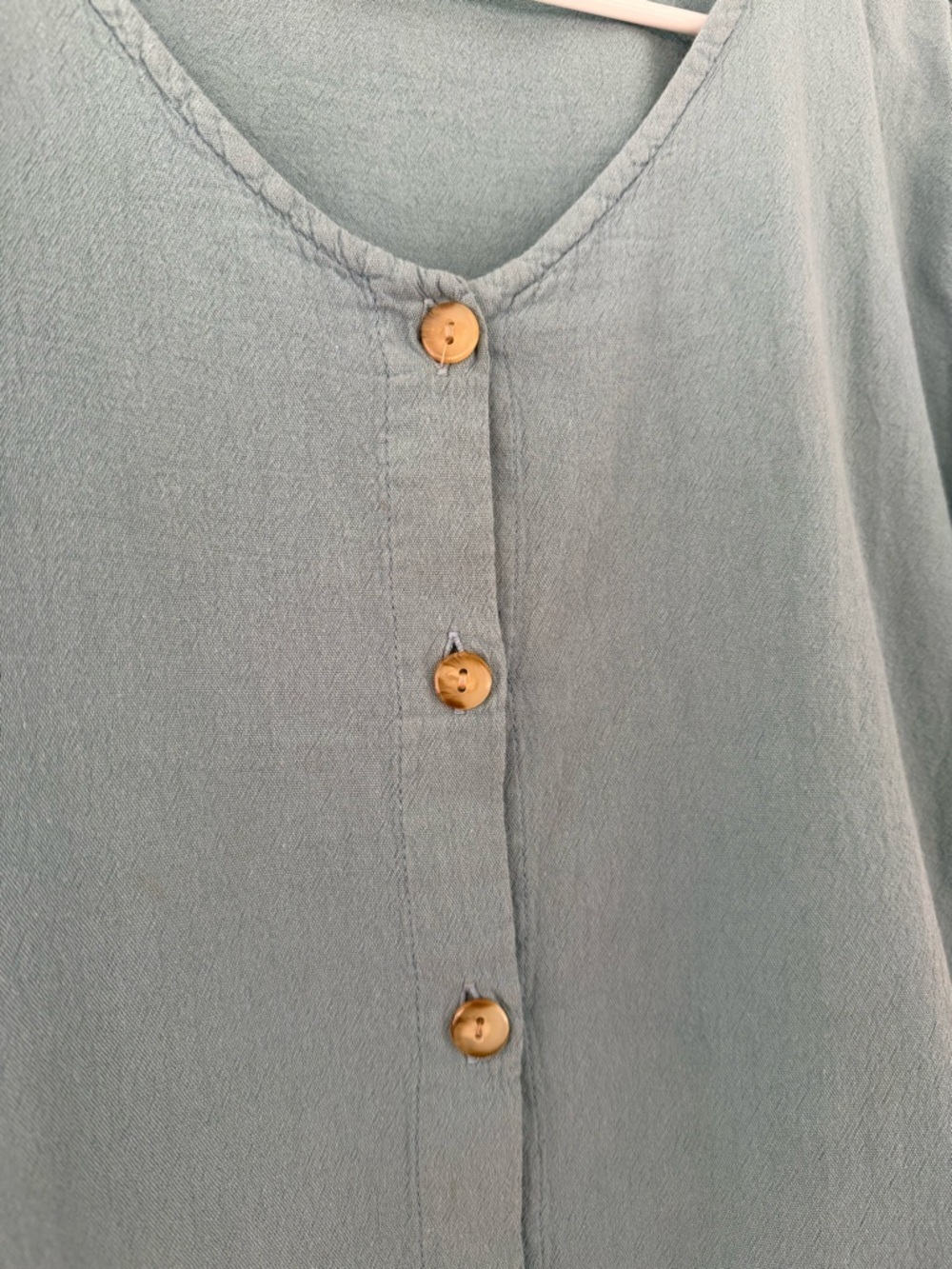 Eucalyptus | Teal Button Front Cotton Top Size M Handmade - Picture 7 of 7